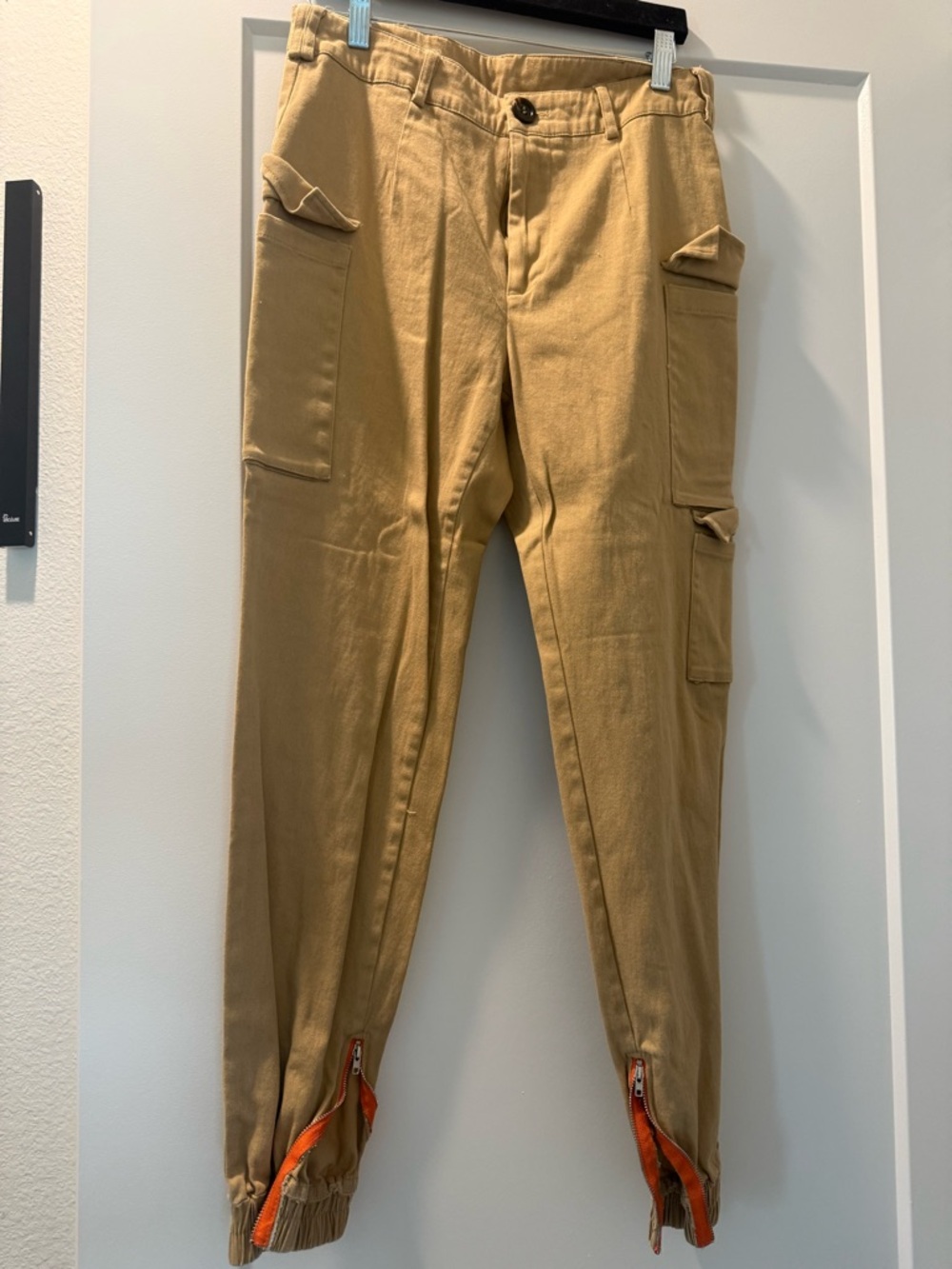 SHEIN Tan Cargo Ankle Zip Jogger Pants